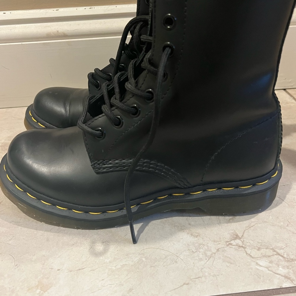 Black Leather Combat Boots